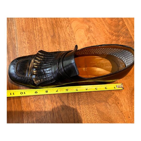 Verde Men’s Black Leather Fringe Loafers Size 10M Classic Slip-On Shoes - Picture 10 of 12